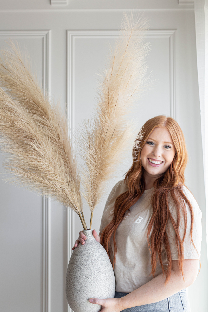 PAMPAS GRASS SIZE LARGE COLOUR TAUPE SAND ARTIFICIAL FAUX