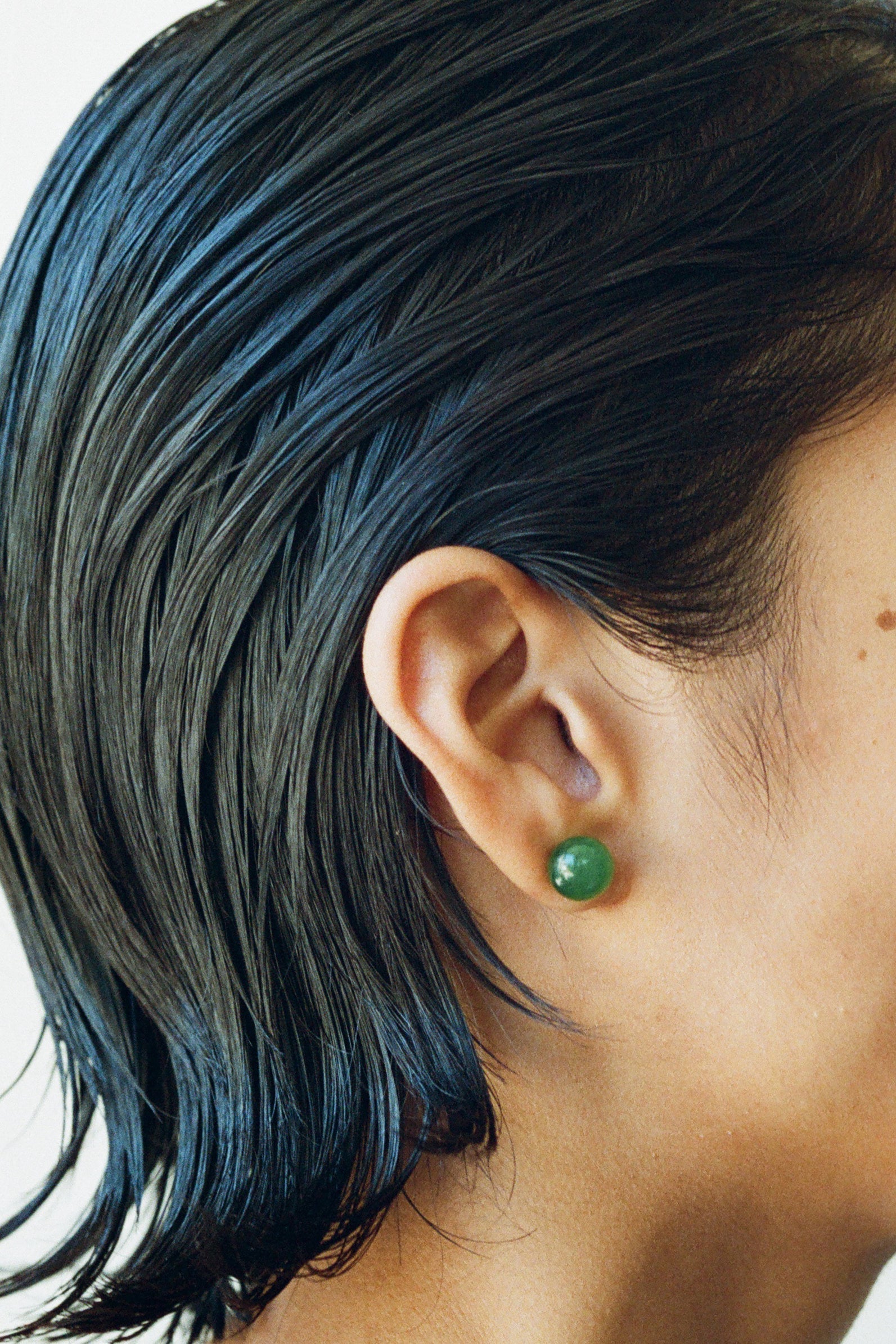 JADE BOULE STUDS