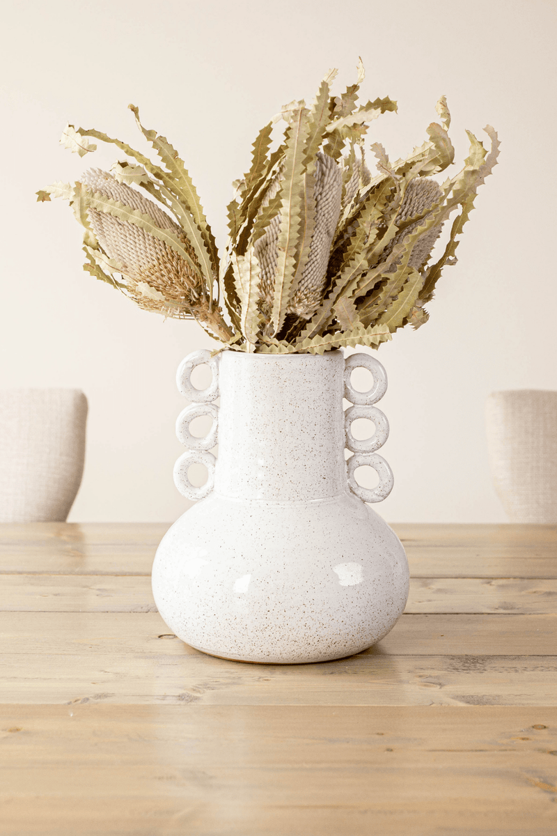 NATURAL WHITE DRIED BANKSIA (2 STEM) LRG.