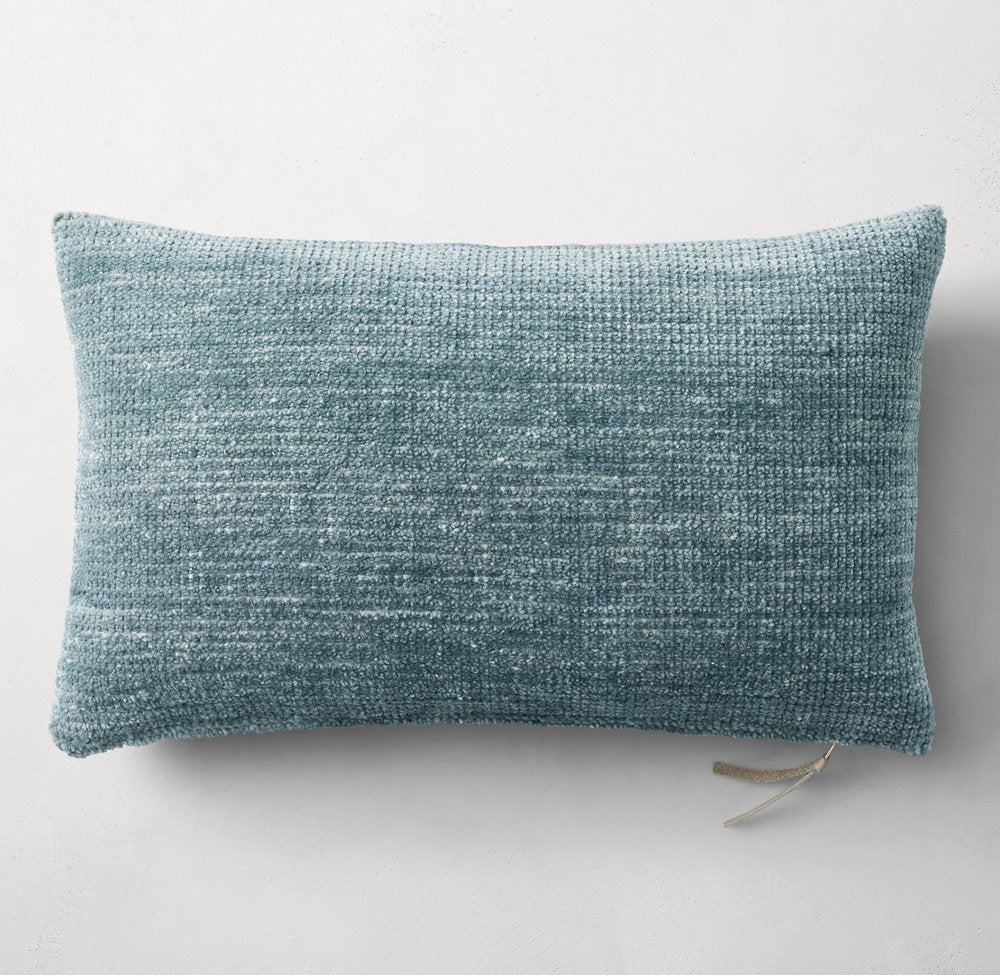 HAND-KNOTTED MÉLANGE SOLID PILLOW COVER - LUMBAR