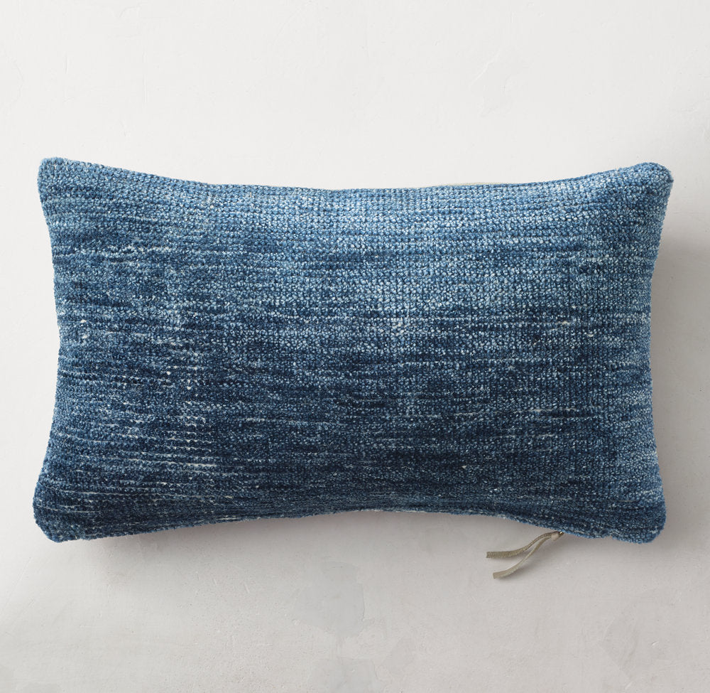 HAND-KNOTTED MÉLANGE SOLID PILLOW COVER - LUMBAR
