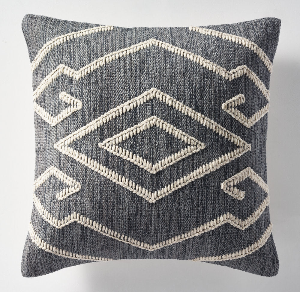 HANDWOVEN MÉLANGE FLATWEAVE GEO DIAMOND PILLOW COVER - SQUARE