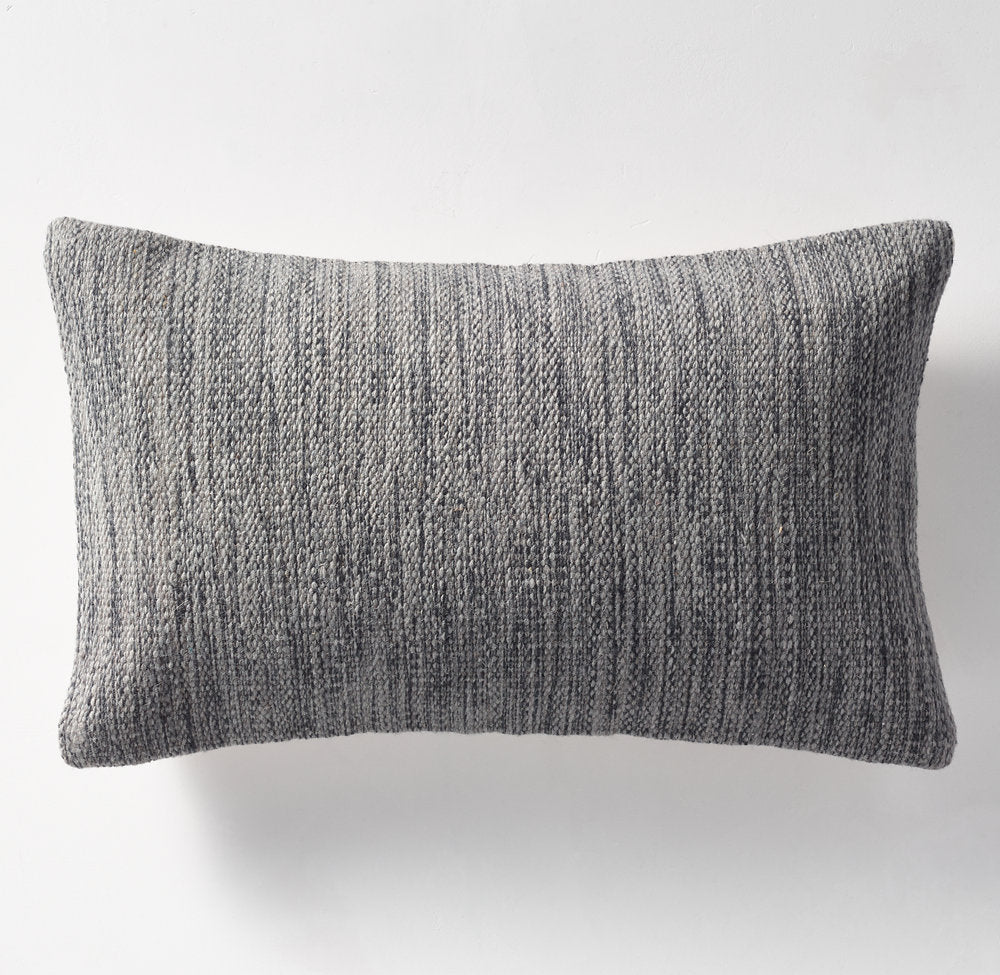 HANDWOVEN MÉLANGE FLATWEAVE SOLID PILLOW COVER - LUMBAR
