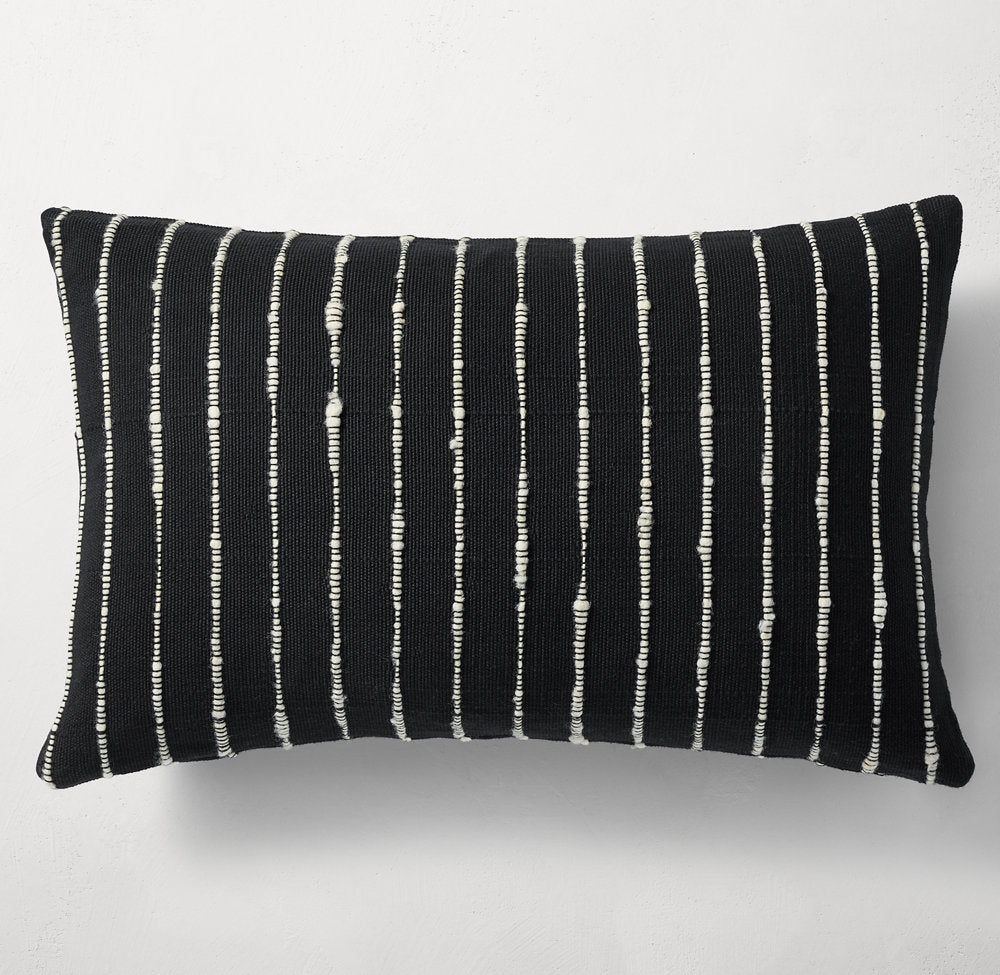 HANDWOVEN MARLED PINSTRIPE PILLOW COVER - LUMBAR
