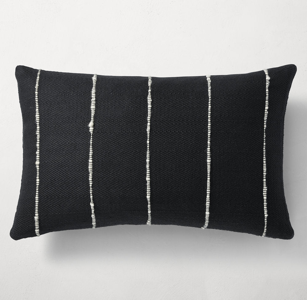 HANDWOVEN MARLED WIDE PINSTRIPE PILLOW COVER - LUMBAR