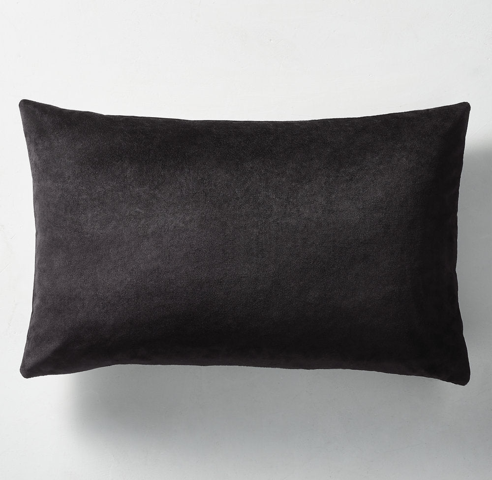 RATTI HAND-SCREENED VELVET SOLID PILLOW COVER - LUMBAR