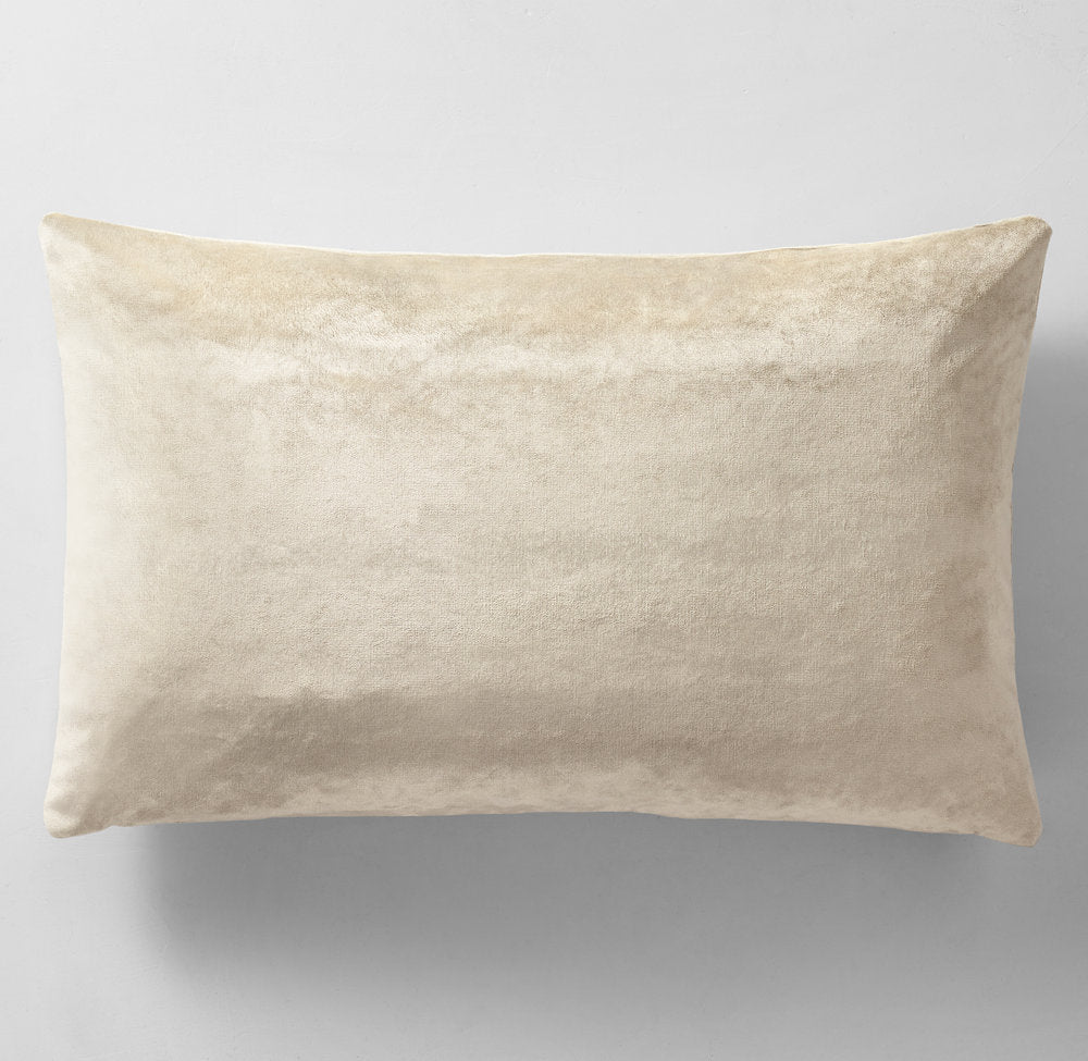 RATTI HAND-SCREENED VELVET SOLID PILLOW COVER - LUMBAR