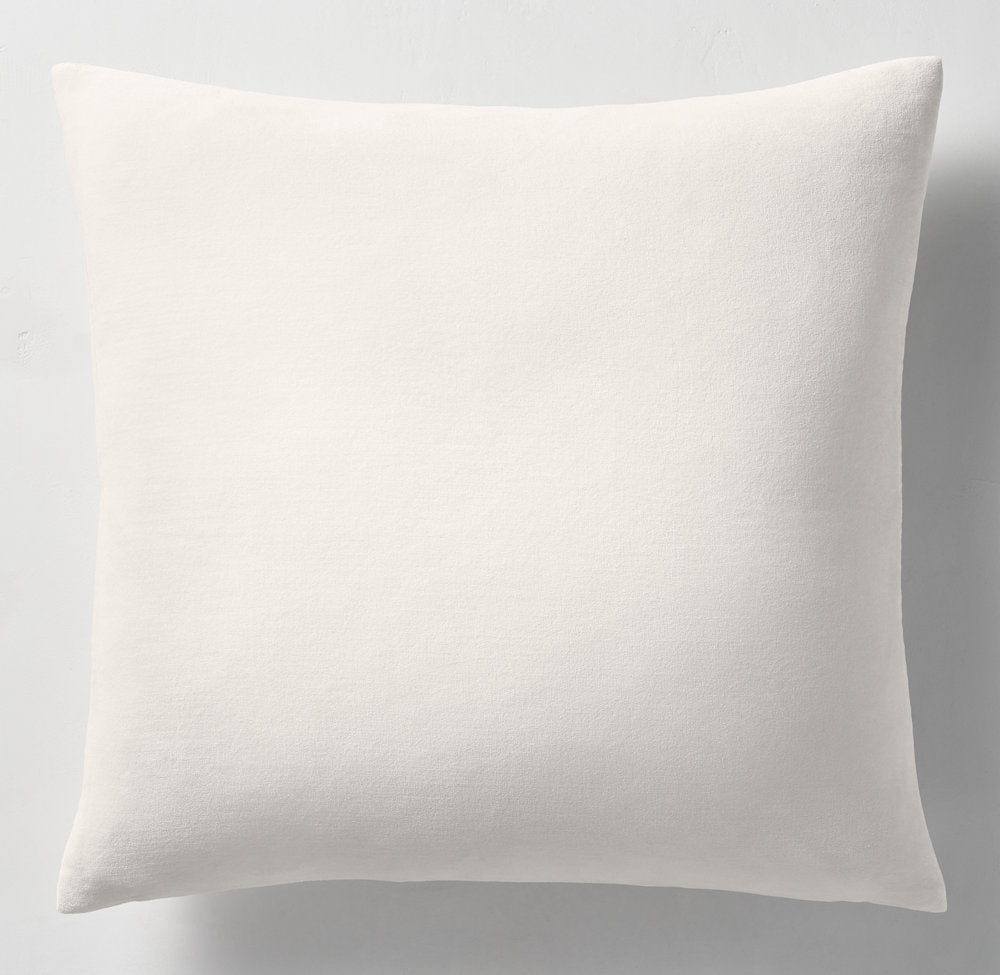 TUCKED COTTON VELVET SOLID PILLOW COVER - SQUARE