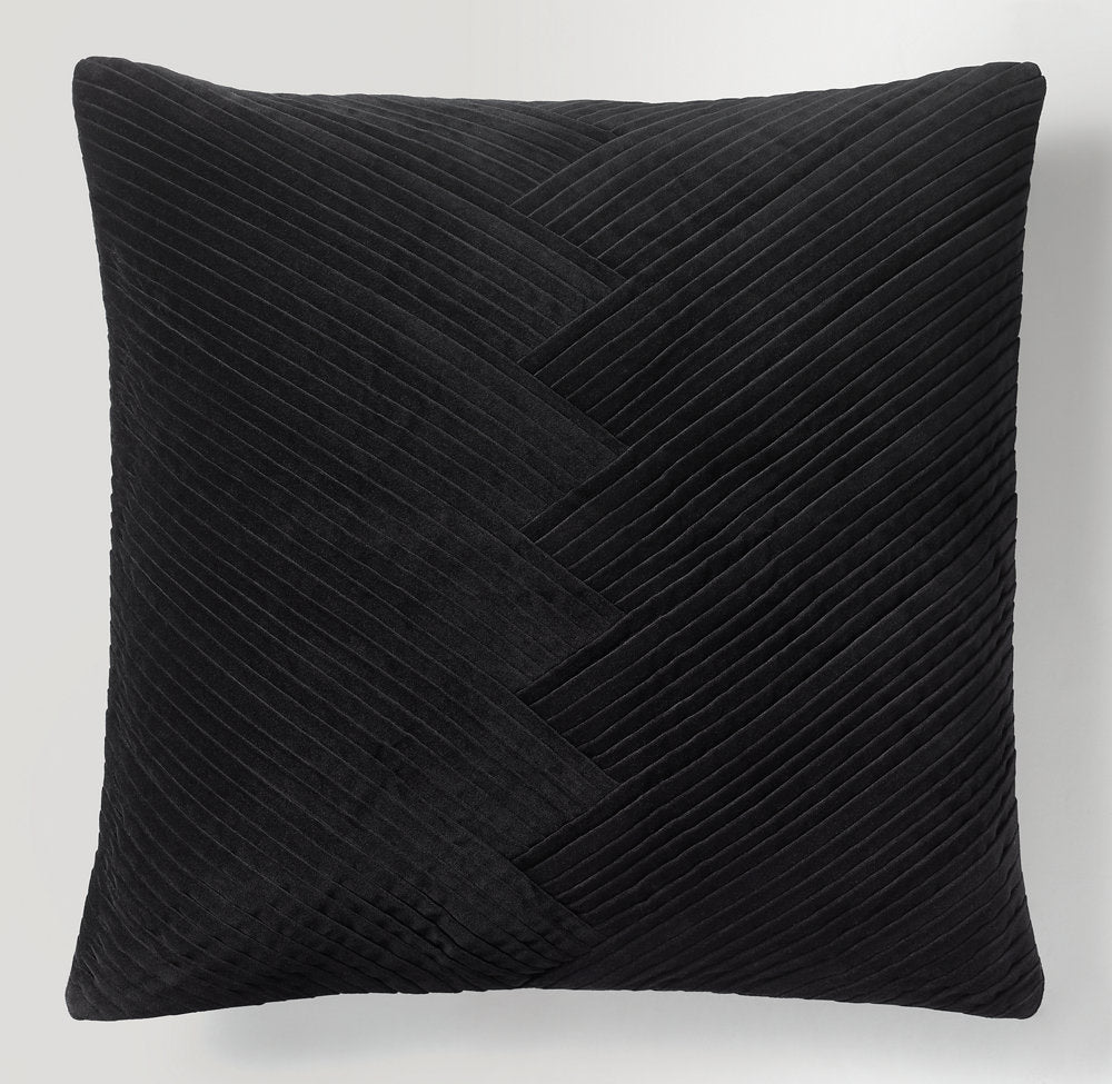 TUCKED COTTON VELVET CHEVRON PILLOW COVER - SQUARE