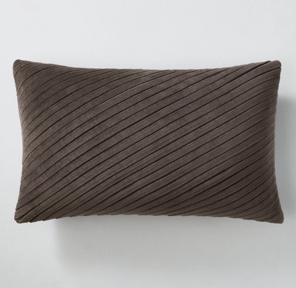 TUCKED COTTON VELVET DIAGONAL PILLOW COVER - LUMBAR