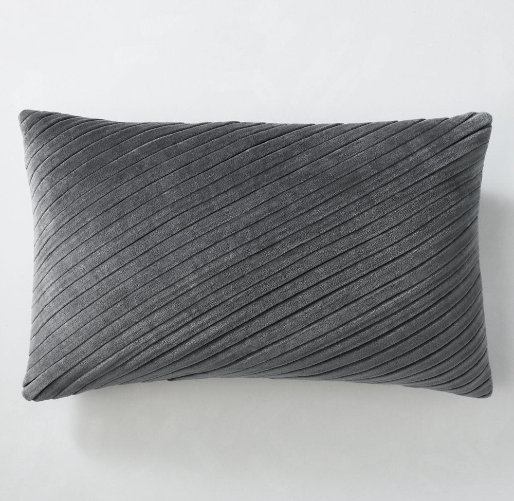 TUCKED COTTON VELVET DIAGONAL PILLOW COVER - LUMBAR