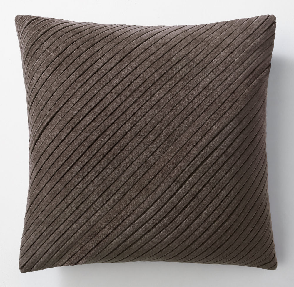 TUCKED COTTON VELVET DIAGONAL PILLOW COVER - SQUARE