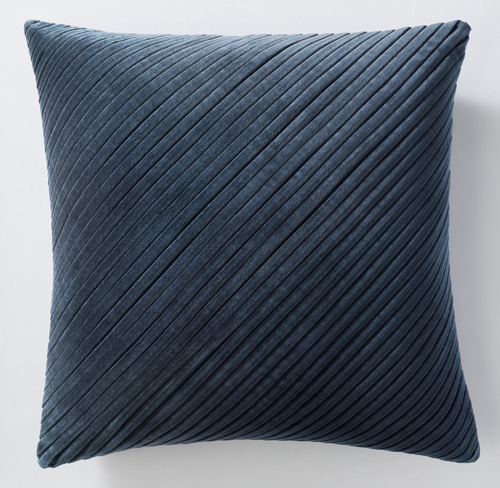 TUCKED COTTON VELVET DIAGONAL PILLOW COVER - SQUARE