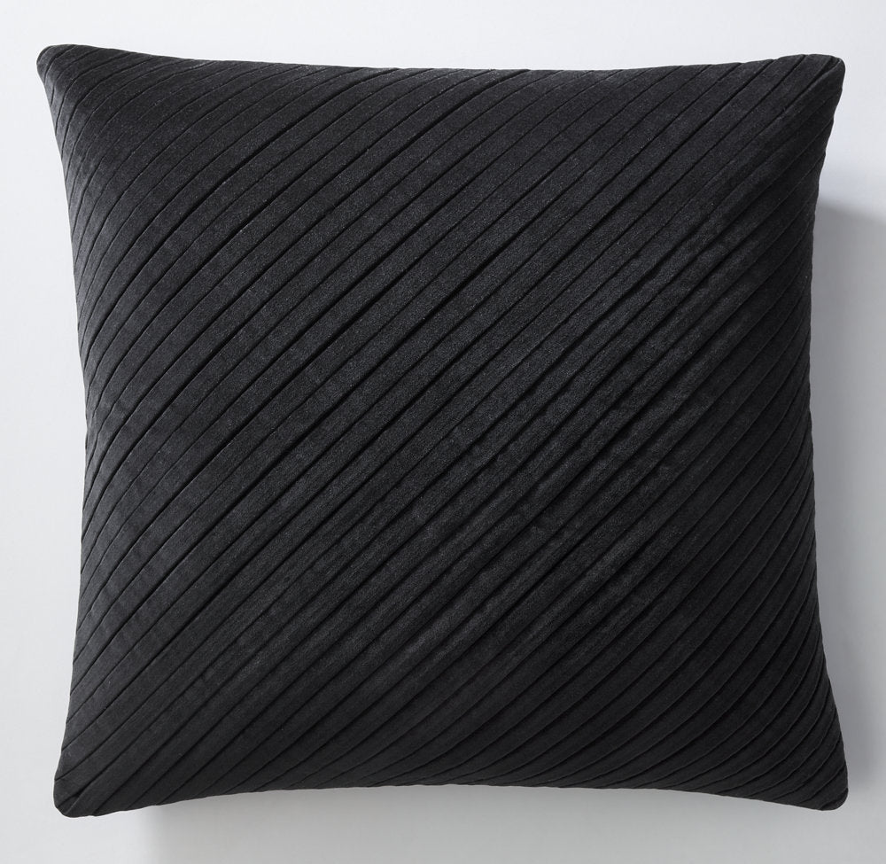 TUCKED COTTON VELVET DIAGONAL PILLOW COVER - SQUARE