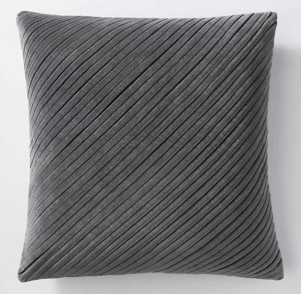 TUCKED COTTON VELVET DIAGONAL PILLOW COVER - SQUARE