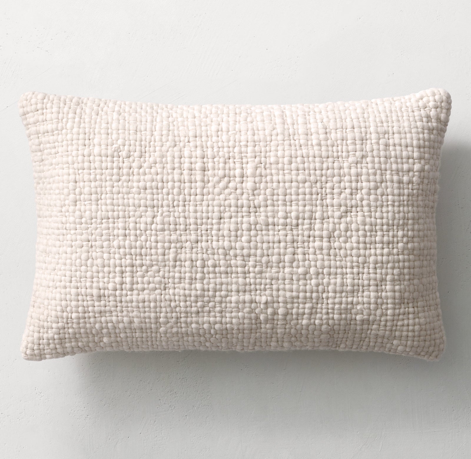 HANDWOVEN MERINO WOOL BASKET WEAVE PILLOW COVER - LUMBAR