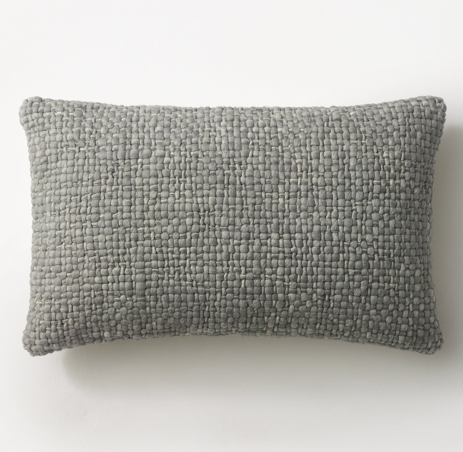 HANDWOVEN MERINO WOOL BASKET WEAVE PILLOW COVER - LUMBAR