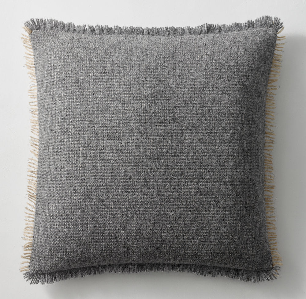 ALPACA CONTRAST FRINGE PILLOW COVER - SQUARE