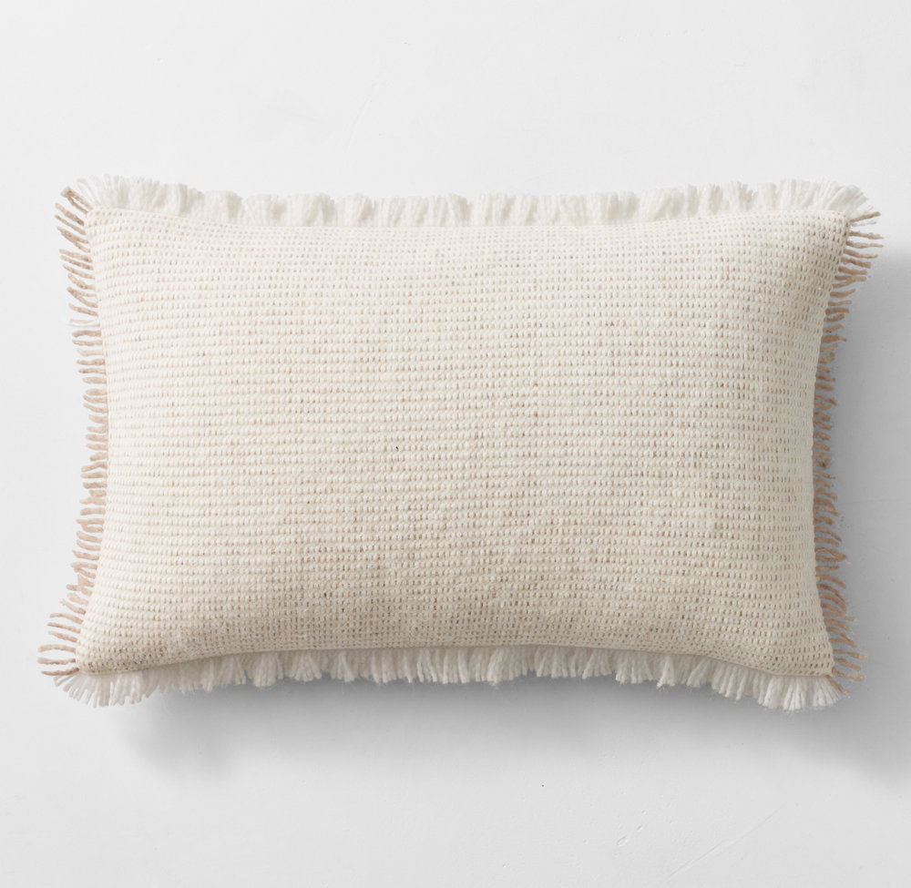ALPACA CONTRAST FRINGE PILLOW COVER - LUMBAR