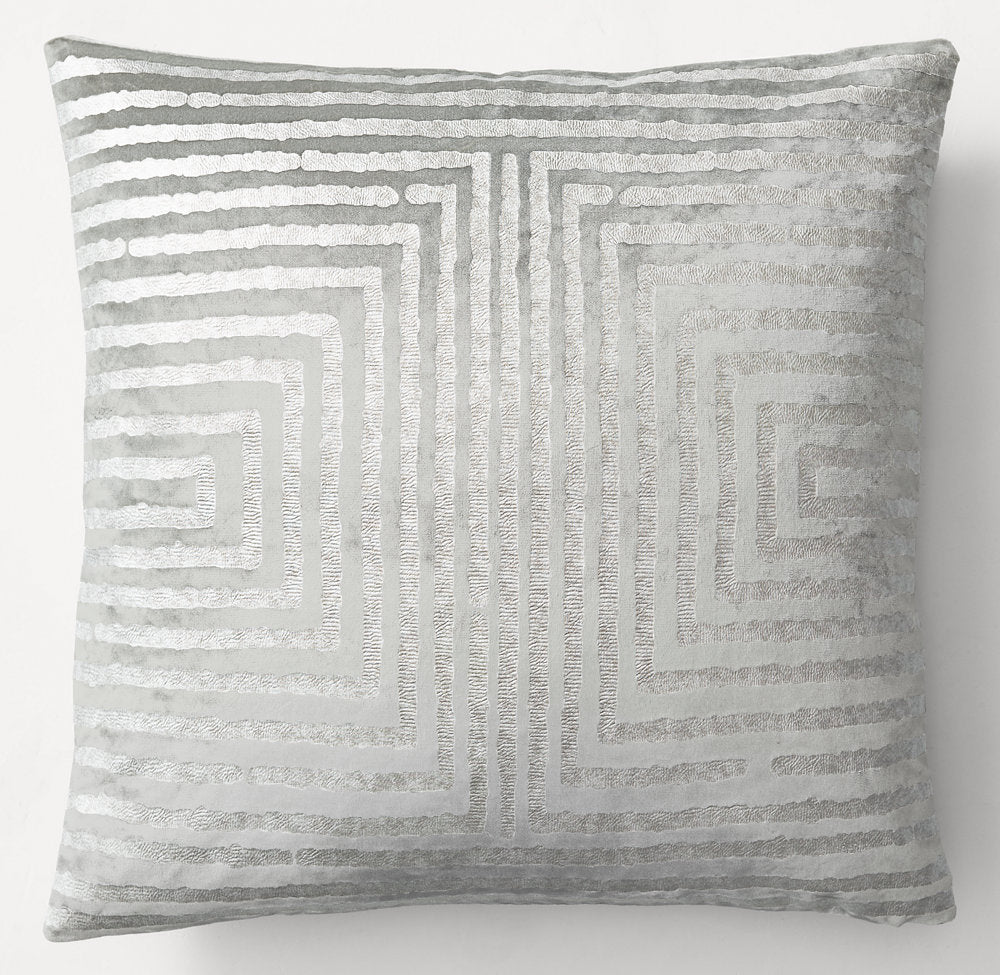 RATTI HAND-SCREENED VELVET LABYRINTH PILLOW COVER - SQUARE