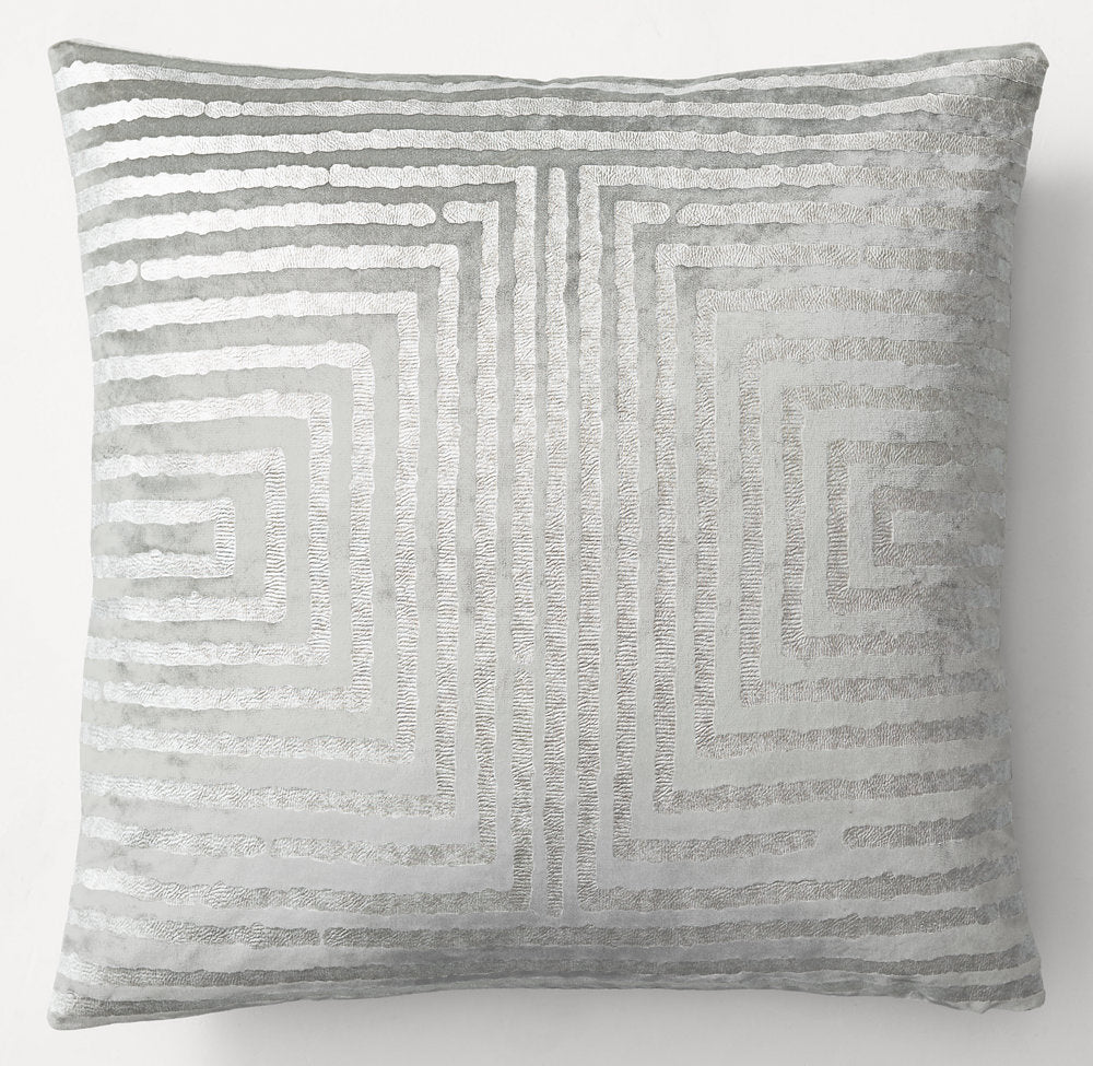 RATTI HAND-SCREENED VELVET LABYRINTH PILLOW COVER - SQUARE
