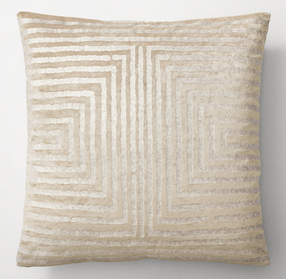 RATTI HAND-SCREENED VELVET LABYRINTH PILLOW COVER - SQUARE