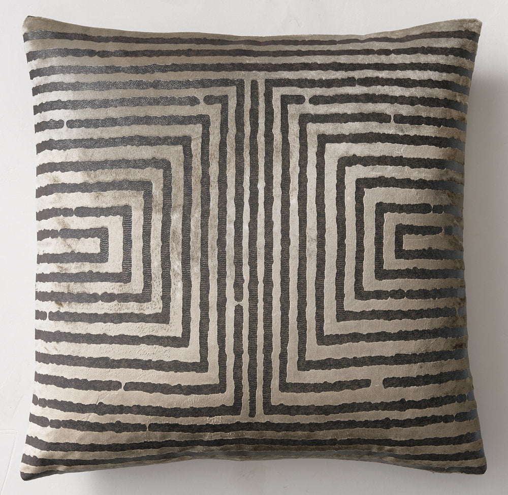 RATTI HAND-SCREENED VELVET LABYRINTH PILLOW COVER - SQUARE