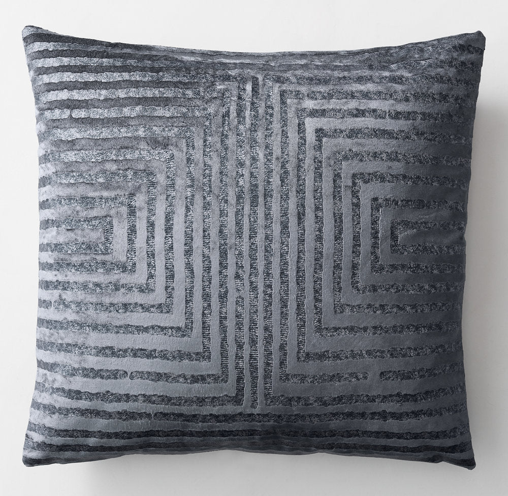 RATTI HAND-SCREENED VELVET LABYRINTH PILLOW COVER - SQUARE