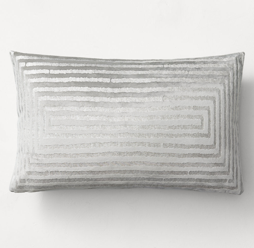 RATTI HAND-SCREENED VELVET ELIPSE PILLOW COVER - LUMBAR