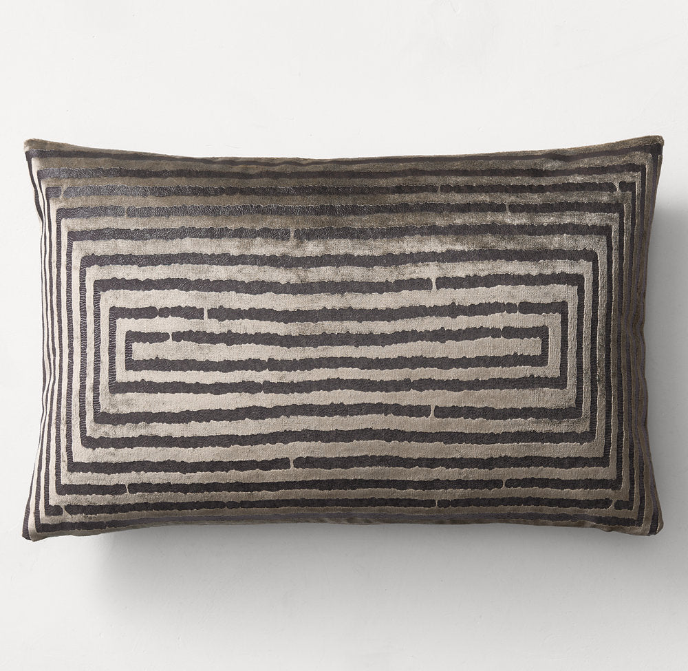 RATTI HAND-SCREENED VELVET ELIPSE PILLOW COVER - LUMBAR