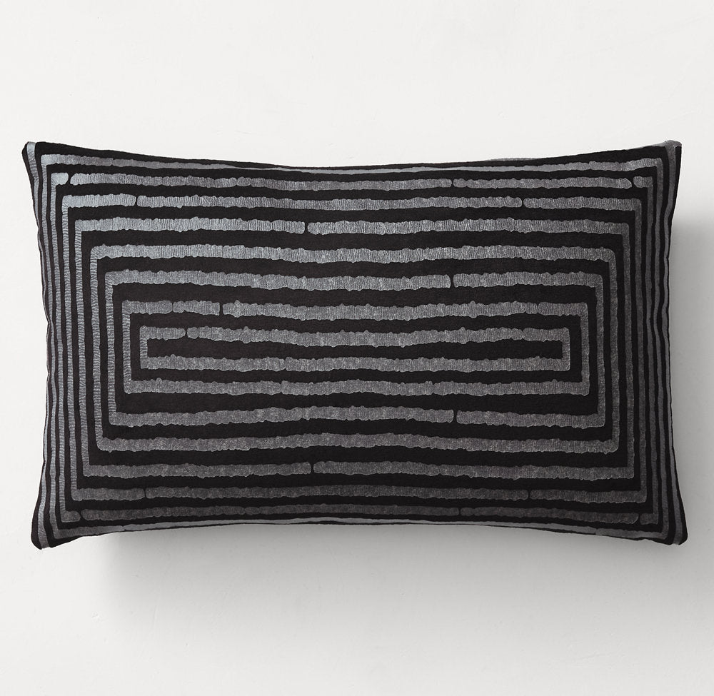 RATTI HAND-SCREENED VELVET ELIPSE PILLOW COVER - LUMBAR